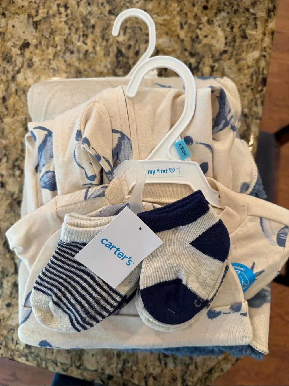 Carter's Navy and Cream Striped Baby Socks Set